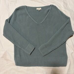 Lucky Brand Teal key Knit Women's V-Neck Sweater